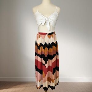 Eva Mendes NY & Company Patterned Midi Pleated Skirt Size XS
